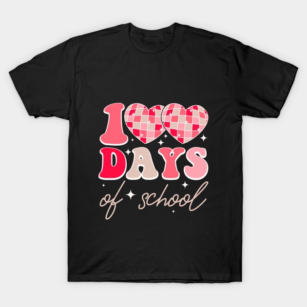 100 Days of School Retro Disco Hearts 100th Day of School T-Shirt by Monosshop